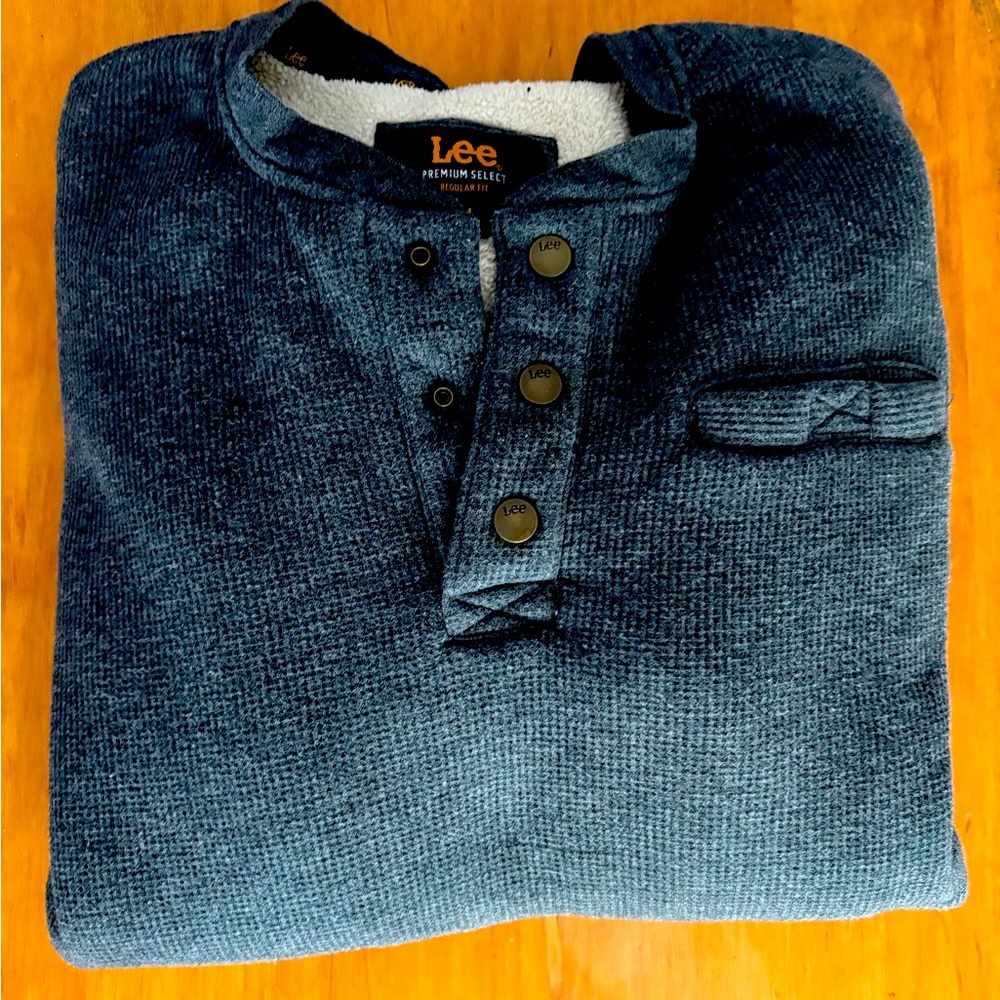 Lee Gray Henley with Button Accents